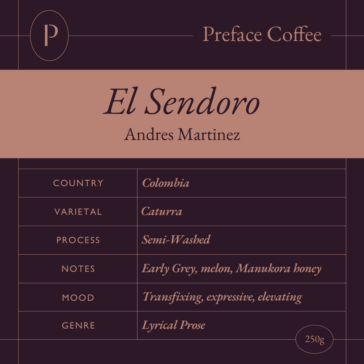 El Sendoro, Andres Martinez (Colombia, Semi-Washed)